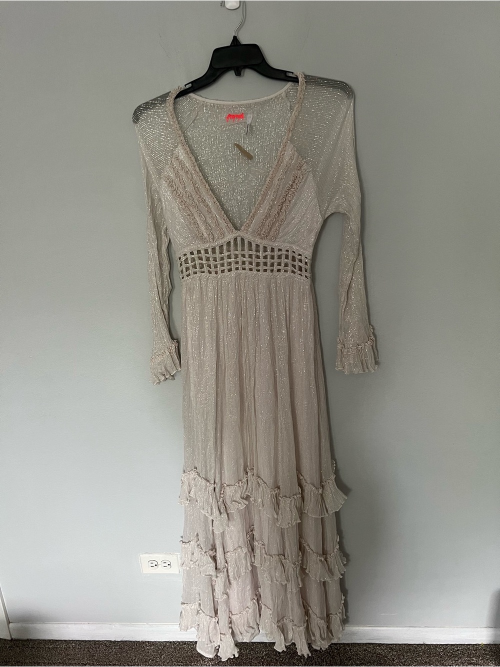 Free People Seraphina Metallic Ruffles
Lattice Cutouts Maxi Dress size S $350 - Picture 4 of 12